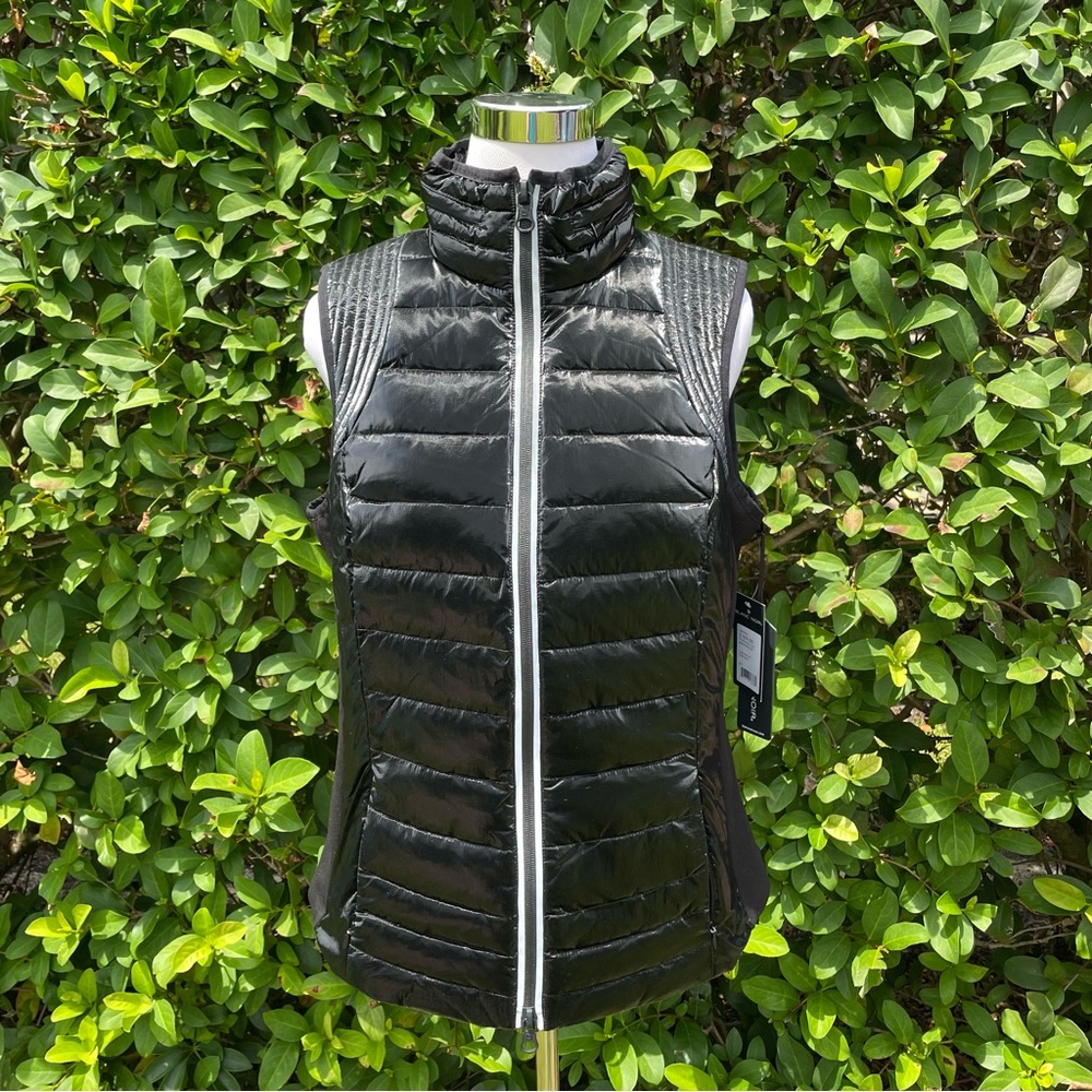 NWT Blanc Noir Breakthrough Vest Black and Silver Womens size Large